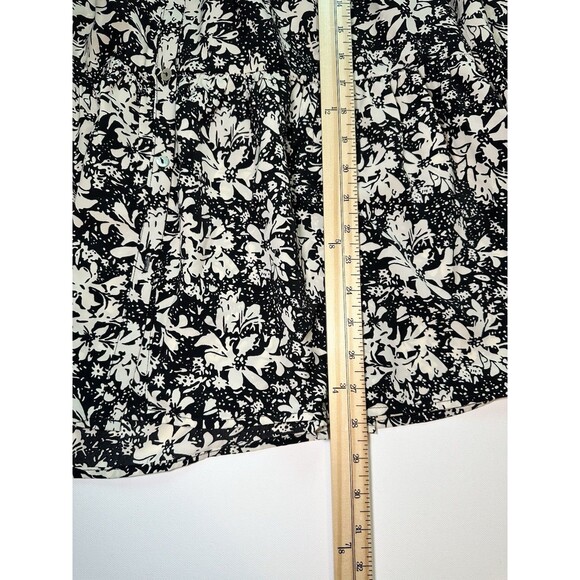 Entro Black Cream Floral Balloon Long Sleeve Button Up Blouse Modest Women LARGE - Picture 10 of 11